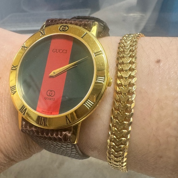 Gucci Ladies Gold Dial Sherry Line 18K Electro plated Vintage Swiss Made 17cm - Picture 6 of 17